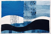 Winter landscape art painting collage. 
