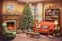 Christmas room architecture fireplace. AI generated Image by rawpixel.