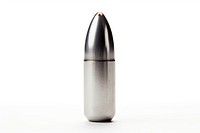 Silver bullet ammunition weapon white background. 