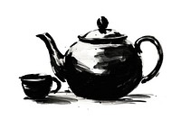 Teapot sketch black white background. AI generated Image by rawpixel.