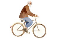 Old man leads a bicycle vehicle cycling sports. AI generated Image by rawpixel.