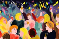 New year party painting adult togetherness. AI generated Image by rawpixel.