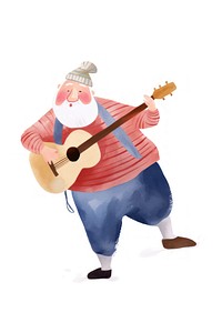Old man playing guitar musician drawing cartoon. AI generated Image by rawpixel.