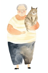 Old woman holding a cat drawing mammal animal. AI generated Image by rawpixel.