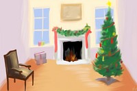 Christmas fireplace furniture hearth. AI generated Image by rawpixel.
