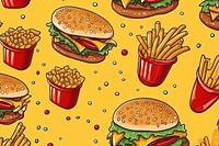 Fast food hamburger pattern fries. AI generated Image by rawpixel.