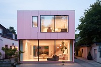 Modern pink house architecture building window. AI generated Image by rawpixel.