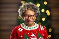 Senior african american woman christmas portrait laughing. AI generated Image by rawpixel.