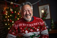 Senior asian american man christmas sweater adult. AI generated Image by rawpixel.