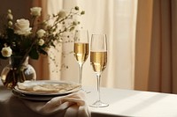 Champagne furniture flower glass. AI generated Image by rawpixel.