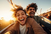 Rollercoaster laughing adult togetherness. AI generated Image by rawpixel.