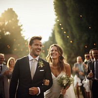 Wedding ceremony bride laughing portrait. AI generated Image by rawpixel.