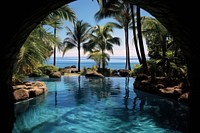 Pool nature landscape ocean architecture outdoors. AI generated Image by rawpixel.
