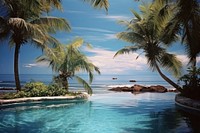 Pool nature landscape ocean outdoors beach. AI generated Image by rawpixel.