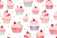 Watercolor cupcake backgrounds dessert pattern. AI generated Image by rawpixel.