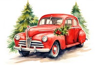Vintage christmas car vehicle paper plant. AI generated Image by rawpixel.