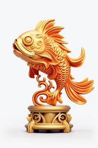 Golden fish animal white background representation. AI generated Image by rawpixel.