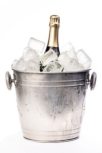 Bucket champagne bottle white background. AI generated Image by rawpixel.