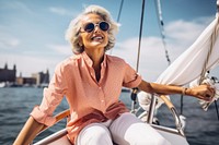 Sitting sailboat vacation female. AI generated Image by rawpixel.