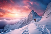 Walking mountain snow landscape. AI generated Image by rawpixel.