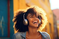 Headphones headset adult smile. AI generated Image by rawpixel.