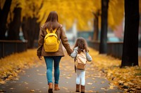 Cute girl walking autumn child. AI generated Image by rawpixel.