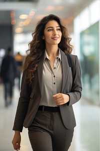 India business woman walking blazer jacket. AI generated Image by rawpixel.