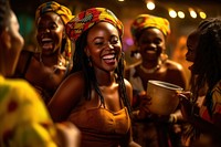 African woman having fun laughing smile night. AI generated Image by rawpixel.