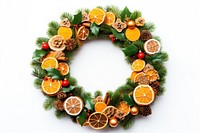 Christmas wreath green leaf fruit plant white background. AI generated Image by rawpixel.