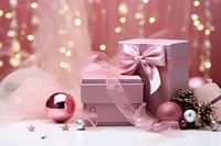 Cosmetics gift set pink box illuminated. AI generated Image by rawpixel.