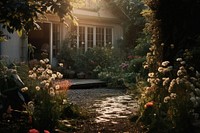 Garden around home architecture outdoors backyard. AI generated Image by rawpixel.