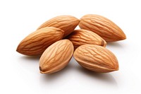 Three Almonds almond food white background. AI generated Image by rawpixel.