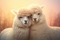 Alpaca cuddling livestock mammal animal. AI generated Image by rawpixel.