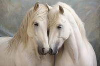White horses cuddling stallion animal mammal. AI generated Image by rawpixel.
