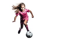 Young girl playing football kicking sports soccer. AI generated Image by rawpixel.