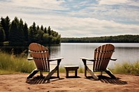 Adirondack chairs furniture outdoors nature. AI generated Image by rawpixel.