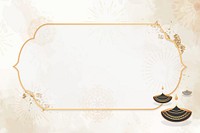 Diwali candle frame background, beige aesthetic design