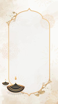 Diwali candle frame iPhone wallpaper, beige aesthetic design