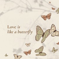 Love quote  & butterfly pattern Instagram post template