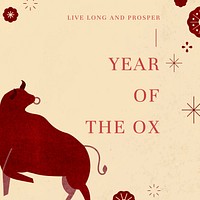 Ox Year,   Chinese greeting design Instagram post template