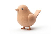 Little bird shape wood animal white background. 