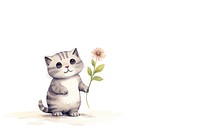 Cat give a flower drawing animal mammal. AI generated Image by rawpixel.