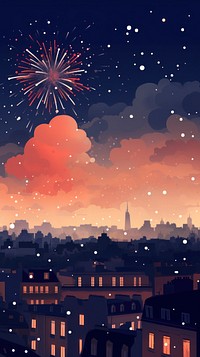 New year celebration fireworks night city. AI generated Image by rawpixel.