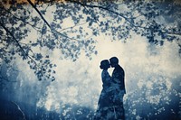 Couple wedding silhouette outdoors kissing. AI generated Image by rawpixel.