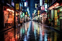 Japan busy street night city architecture. 