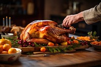 Turkey dinner table food. AI generated Image by rawpixel.