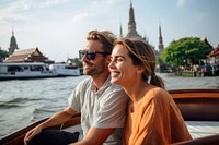 Bangkok river tour boat sunglasses portrait. AI generated Image by rawpixel.
