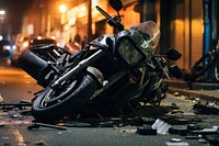 Motorcycle accident on the road vehicle street night. AI generated Image by rawpixel.