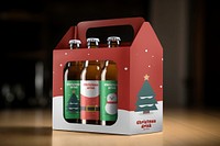Christmas beer bottle mockup, packaging design psd