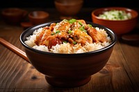 Rice and chicken fried food table meat. AI generated Image by rawpixel.